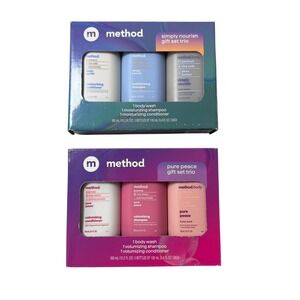 Method Nourish & Pure Peace Gift Set Trio 6pc Body Wash Shampoo Conditioner